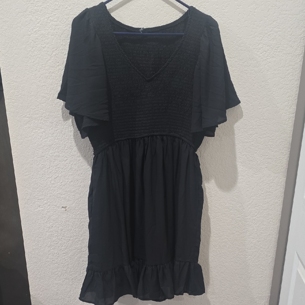 Amazon Black Mini Dress with Ruffle Sleeves
